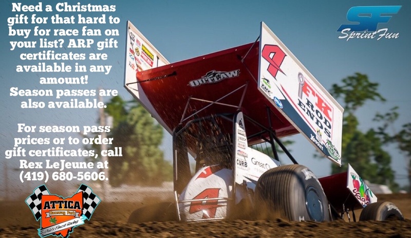 Gift certificates available to Attica Raceway Park!
